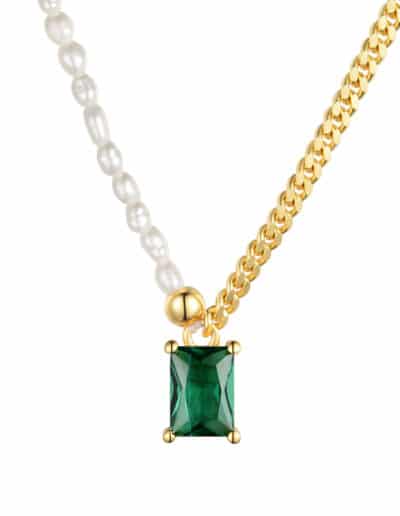 Eleos Cuba Chain Necklace-Emerald 繽紛女神半珍珠微古巴項鍊–巴黎綠【稀有商品微量搶購】