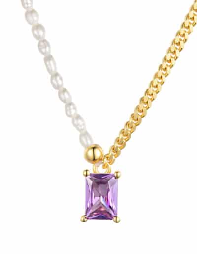 Eleos Cuba Chain Necklace-Lavender 繽紛女神珍珠古巴項鍊–普羅旺斯紫【稀有商品微量搶購】