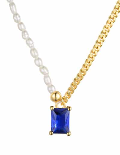 Eleos Cuba Chain Necklace-Sapphire 繽紛女神珍珠古巴項鍊–馬賽藍【稀有商品微量搶購】